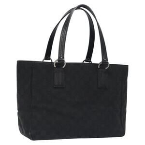GUCCI GG Canvas Tote Bag Black Silver
